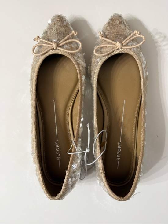 Report Shoes - REPORT Sequin Pointed Toe Ballet Flats with Bow NWOT Women's Size 7.5